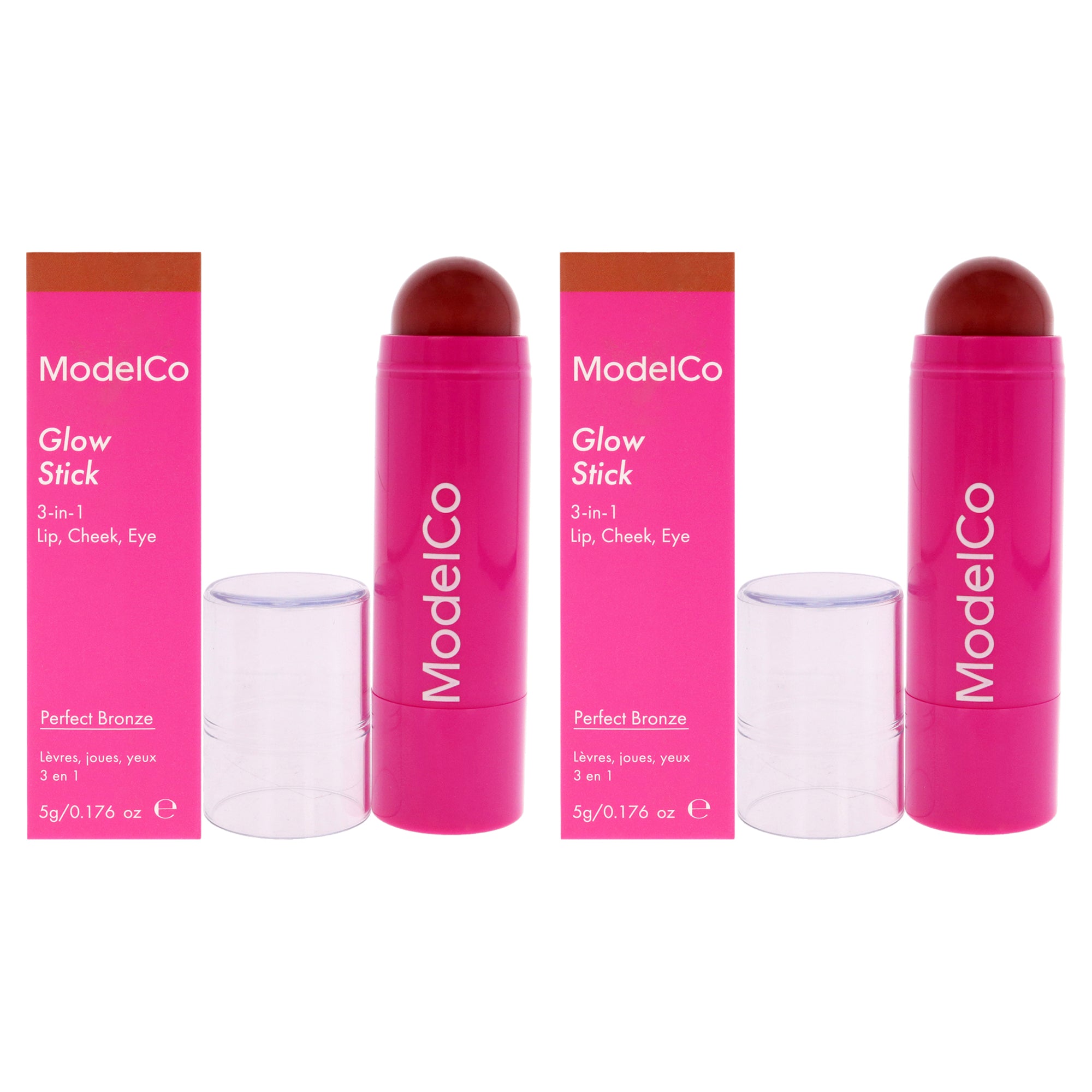 Glow Stick 3-In-1 - Perfect Bronze by ModelCo for Women - 0.176 oz Makeup - Pack of 2