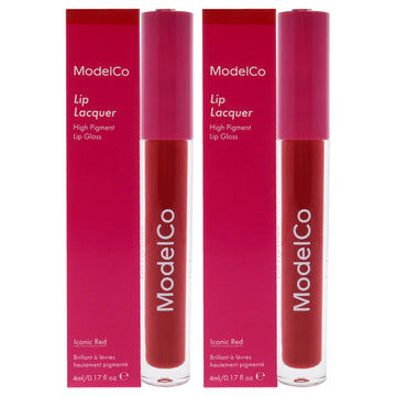 Lip Lacquer - Iconic Red by ModelCo for Women - 0.17 oz Lip Gloss - Pack of 2