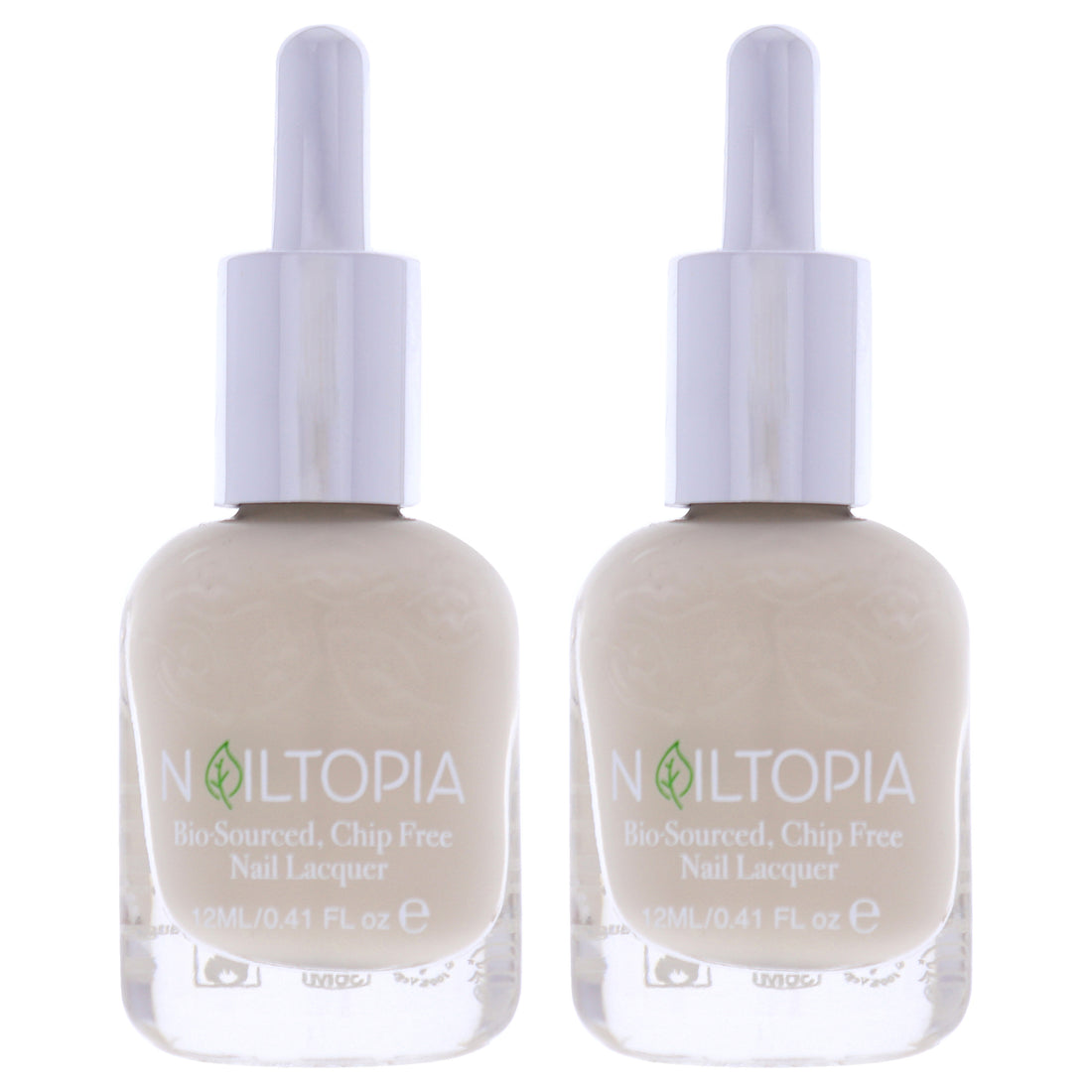 Bio-Sourced Chip Free Nail Lacquer - Creme de la Creme by Nailtopia for Women - 0.41 oz Nail Polish - Pack of 2