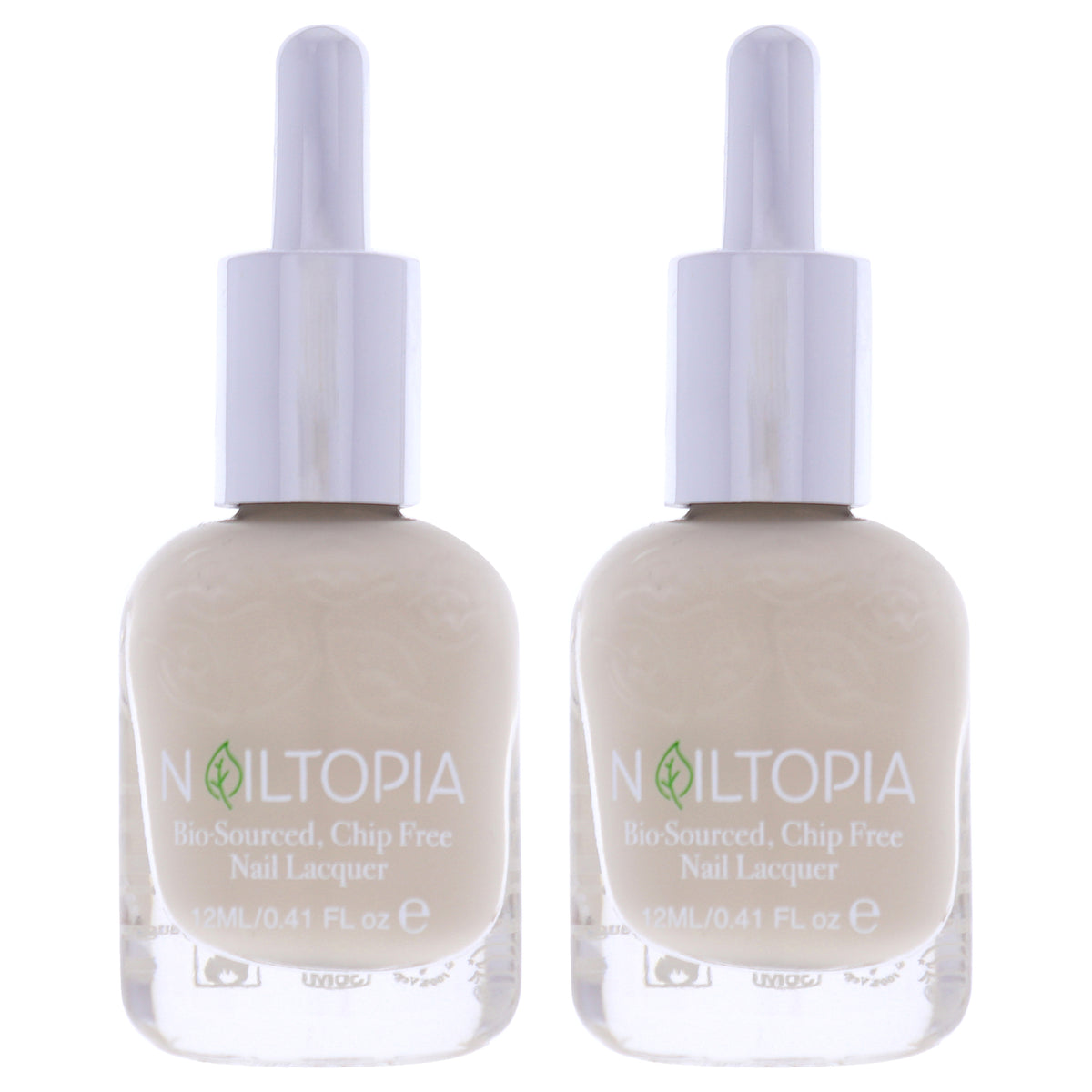 Bio-Sourced Chip Free Nail Lacquer - Creme de la Creme by Nailtopia for Women - 0.41 oz Nail Polish - Pack of 2