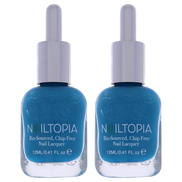 Bio-Sourced Chip Free Nail Lacquer - Hawaiian Blues by Nailtopia for Women - 0.41 oz Nail Polish - Pack of 2