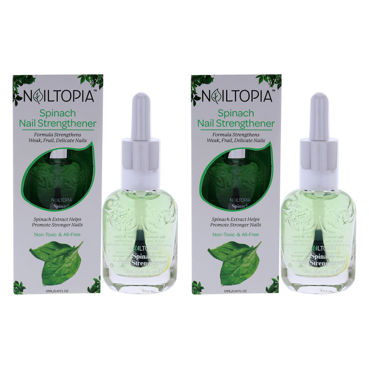 Nail Strengthener - Spinach by Nailtopia for Women - 0.41 oz Nail Treatment - Pack of 2