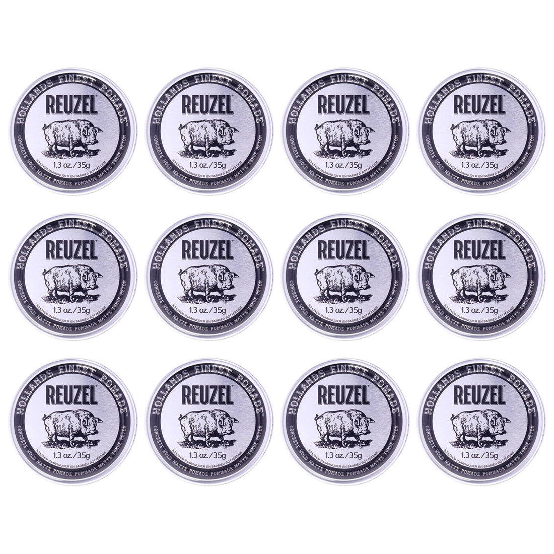 Concrete Hold Matte Pomade by Reuzel for Men - 1.3 oz Pomade - Pack of 12