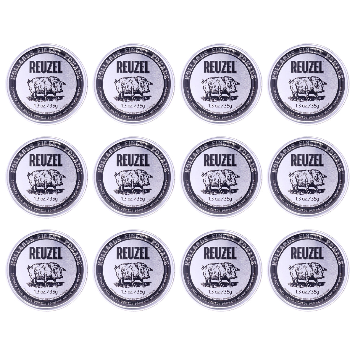 Concrete Hold Matte Pomade by Reuzel for Men - 1.3 oz Pomade - Pack of 12