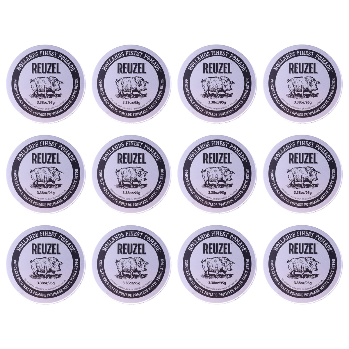 Concrete Hold Matte Pomade by Reuzel for Men - 4 oz Pomade - Pack of 12