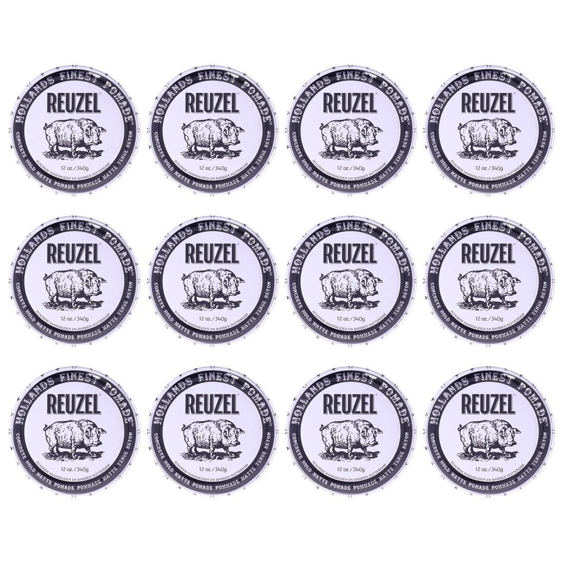 Concrete Hold Matte Pomade by Reuzel for Men - 12 oz Pomade - Pack of 6