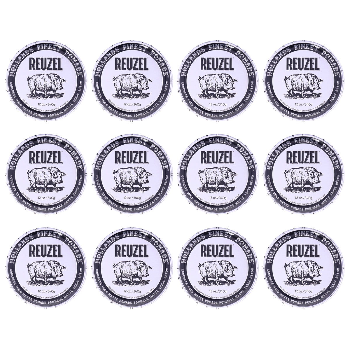 Concrete Hold Matte Pomade by Reuzel for Men - 12 oz Pomade - Pack of 6