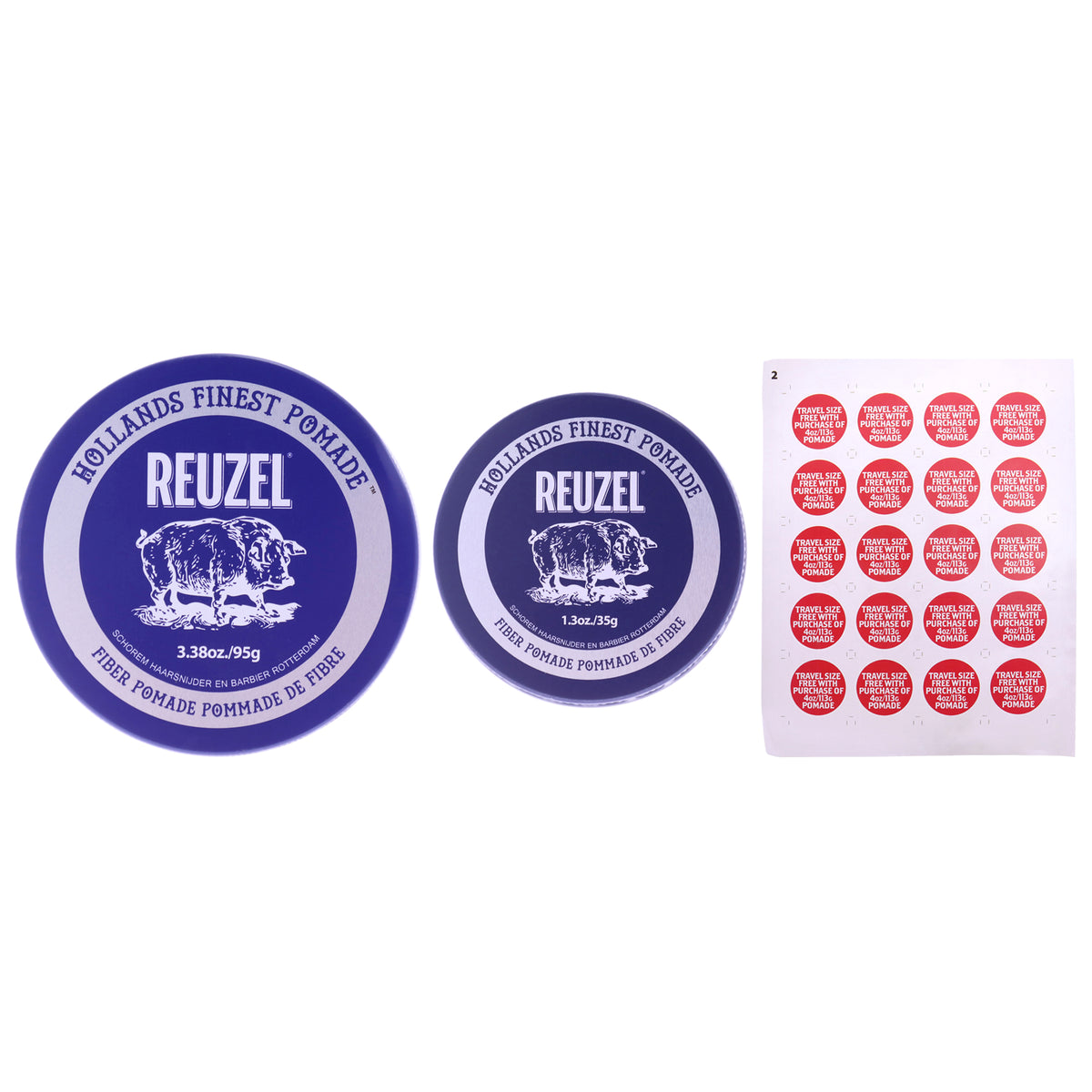 2022 Road Trip Pomade Sticker and Fiber Pomade Kit by Reuzel for Men - 3 Pc Kit 4 oz Pomade, 1.3 oz Pomade, 1 Pc Sticker