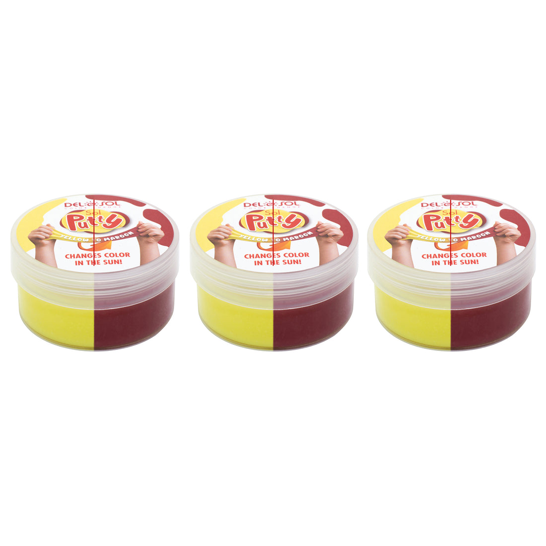 Color-Changing Sol Putty - Yellow to Red by DelSol for Unisex - 1 Pc Putty - Pack of 3