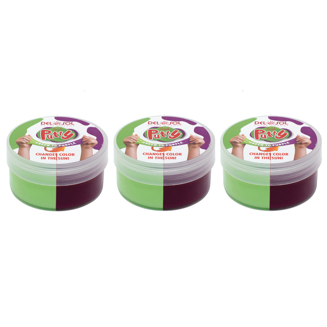 Color-Changing Sol Putty - Green to Purple by DelSol for Unisex - 1 Pc Putty - Pack of 3