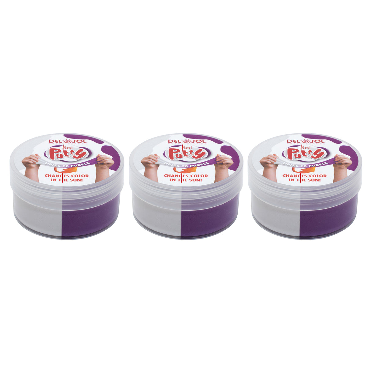Color-Changing Sol Putty - White to Purple by DelSol for Unisex - 1 Pc Putty - Pack of 3