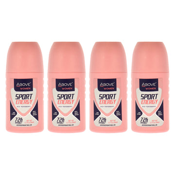 72 Hours Antiperspirant Deodorant - Sport Energy by Above for Women - 1.7 oz Deodorant Roll-On - Pack of 4