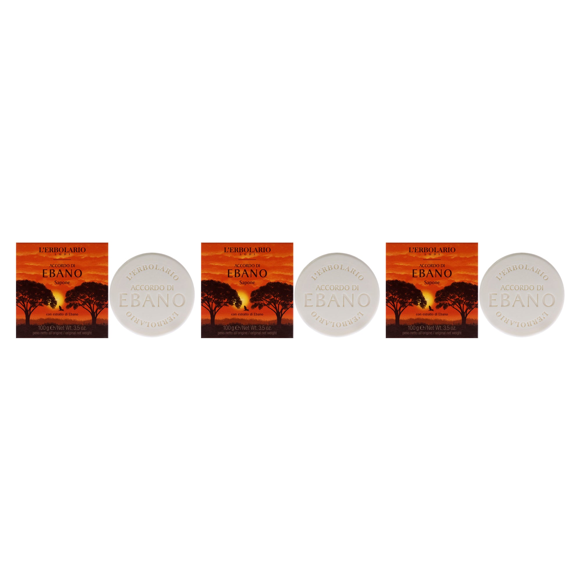 Soap - Notes of Ebony - Pack of 3 by LErbolario for Unisex - 3.5 oz Soap
