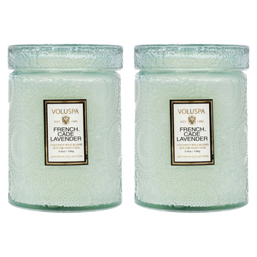 Japonica Collection Small - French Cade Lavender Kit by Voluspa for Unisex - 2 x 5.5 oz Candle