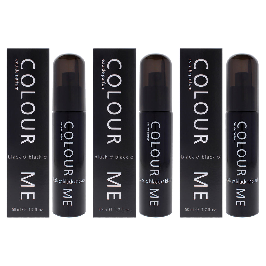 Colour Me Black by Milton Lloyd for Men - 1.7 oz EDP Spray - Pack of 3