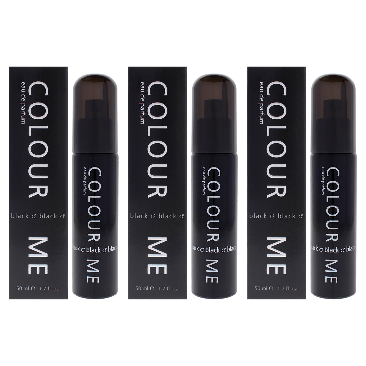 Colour Me Black by Milton Lloyd for Men - 1.7 oz EDP Spray - Pack of 3