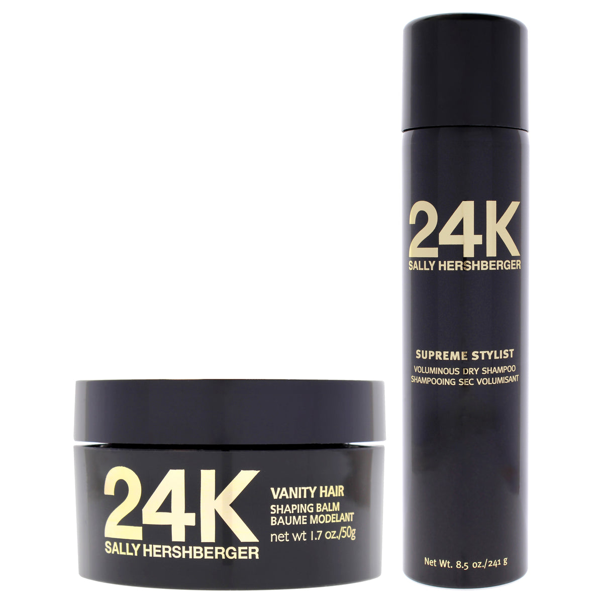 24K Shaping And Volumizing Styling Kit by Sally Hershberger for Unisex - 2 Pc 1.7oz Vanity Hair Shaping Balm, 8.5oz Voluminous Dry Shampoo