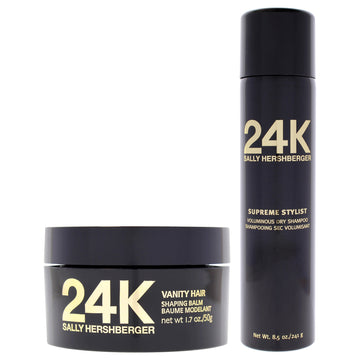 24K Shaping And Volumizing Styling Kit by Sally Hershberger for Unisex - 2 Pc 1.7oz Vanity Hair Shaping Balm, 8.5oz Voluminous Dry Shampoo