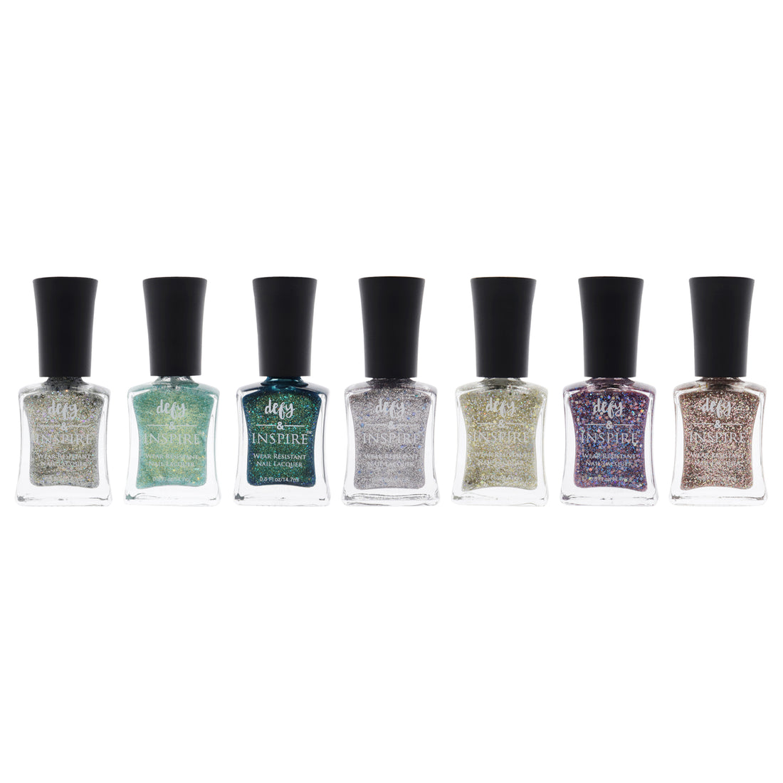 Wear Resistant Nail Lacquer Kit by Defy and Inspire for Women - 7 Pc Kit 0.5oz Nail Polish - 523 Amberlight, 0.5oz Nail Polish - 519 Bright Eeyes, 0.5oz Nail Polish - 520 Crazy Kind Of Beautiful, 0.5oz Nail Polish - 521 Hope In Bottle,