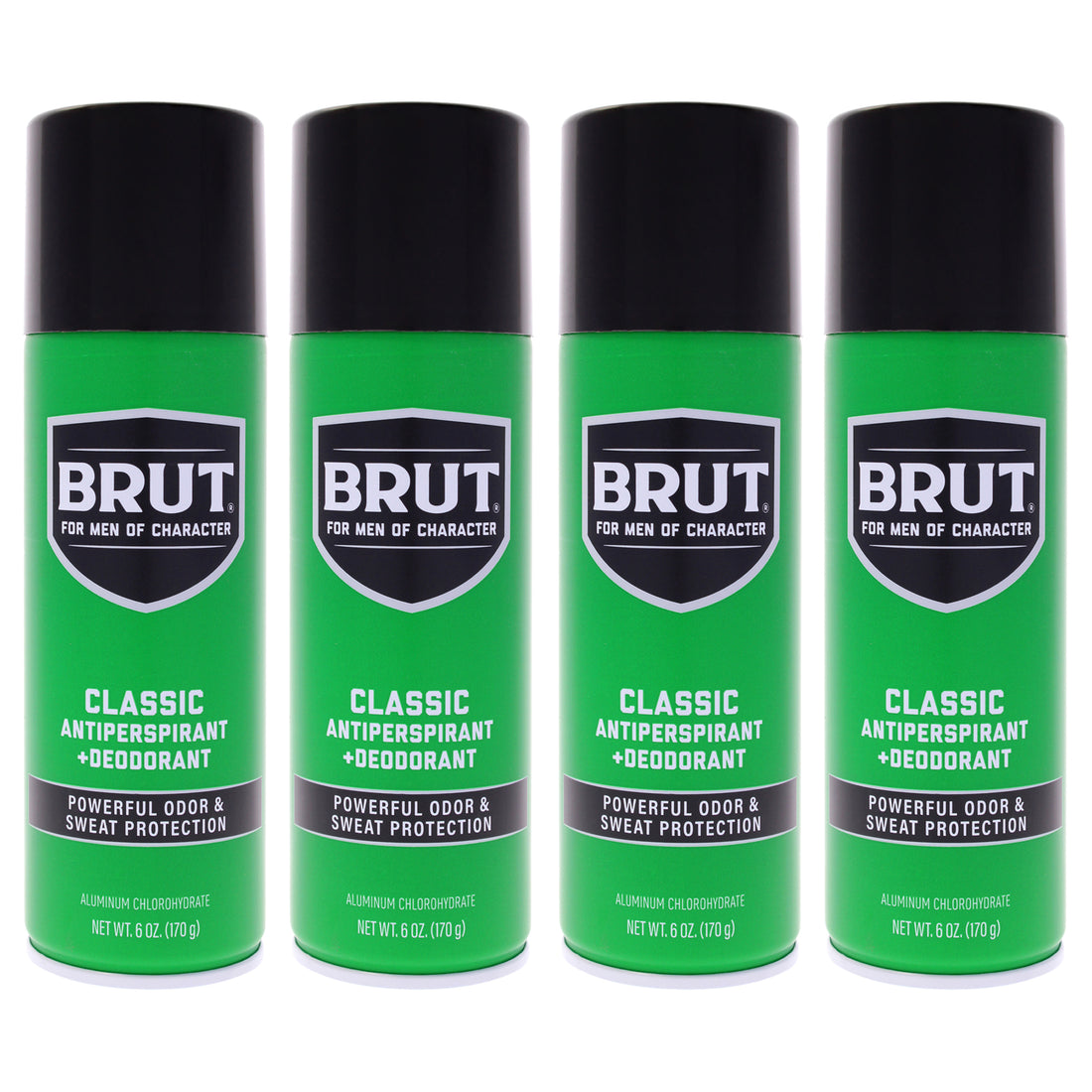 Classic Scent Antiperspirant and Deodorant Spray by Brut for Unisex - 6 oz Deodorant - Pack of 4