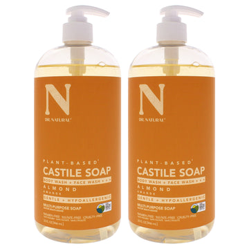 Castile Liquid Soap - Almond by Dr. Natural for Unisex - 32 oz Soap - Pack of 2
