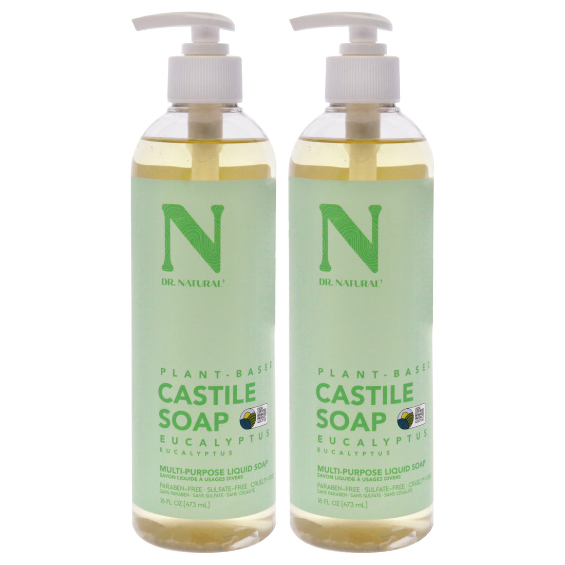 Castile Liquid Soap - Eucalyptus by Dr. Natural for Unisex - 16 oz Soap - Pack of 2