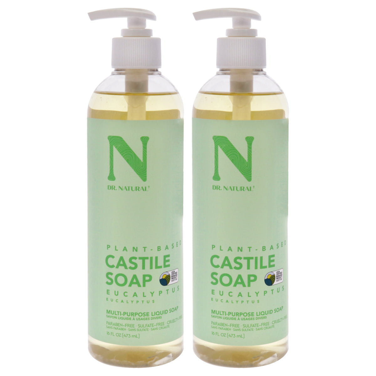 Castile Liquid Soap - Eucalyptus by Dr. Natural for Unisex - 16 oz Soap - Pack of 2
