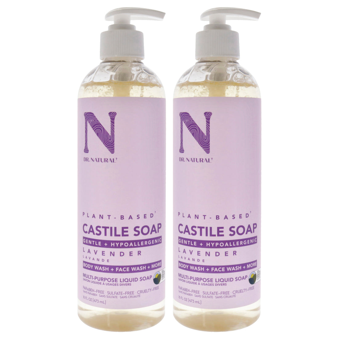 Castile Liquid Soap - Lavender by Dr. Natural for Unisex - 16 oz Soap - Pack of 2