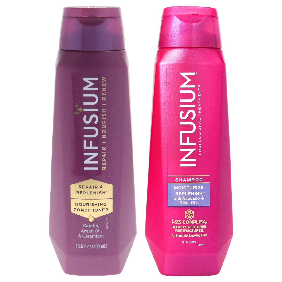 Moisturize and Replenish Conditioner with Shampoo Kit by Infusium for Unisex - 2 Pc Kit 13.5oz Conditioner,13.5oz Shampoo