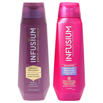 Moisturize and Replenish Conditioner with Shampoo Kit by Infusium for Unisex - 2 Pc Kit 13.5oz Conditioner,13.5oz Shampoo