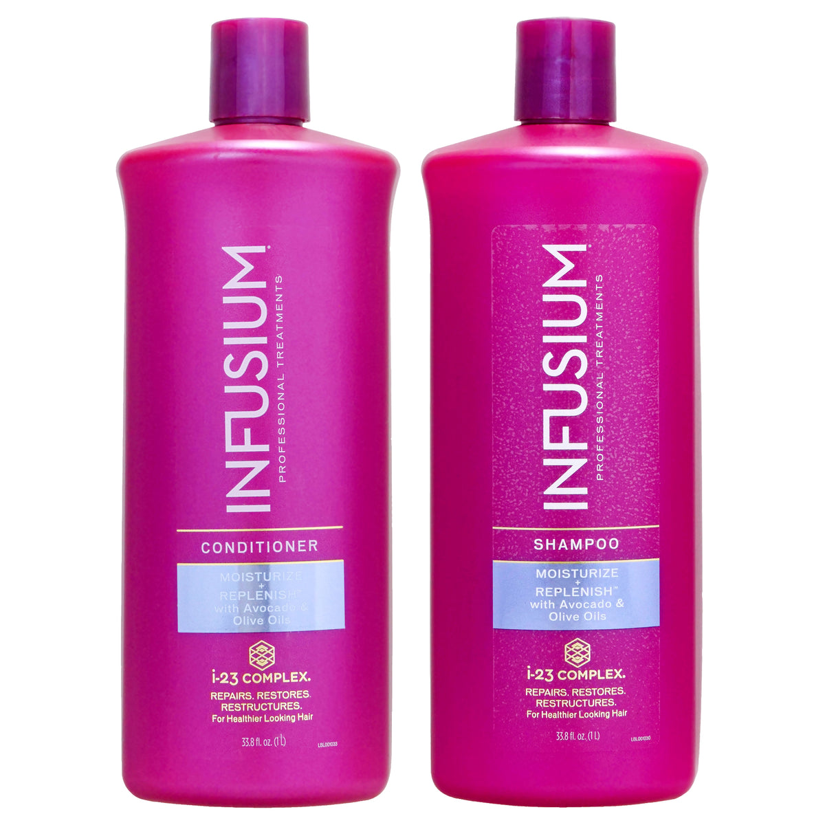 Moisturize and Replenish Conditioner with Shampoo Kit by Infusium for Unisex - 2 Pc Kit 33.8oz Conditioner, 33.8oz Shampoo