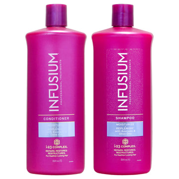 Moisturize and Replenish Conditioner with Shampoo Kit by Infusium for Unisex - 2 Pc Kit 33.8oz Conditioner, 33.8oz Shampoo