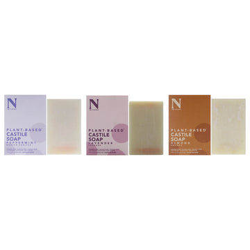 Castile Bar Soap Kit by Dr. Natural for Unisex - 3 Pc Kit 5oz Bar Soap - Peppermint, 5oz Bar Soap - Lavender, 5oz Bar Soap - Almond