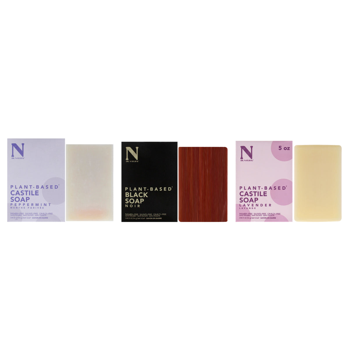 Dr. Natural Kit by Dr. Natural for Unisex - 3 Pc Kit 5oz Bar Soap - Lavender, 5oz Bar Soap - Peppermint, 5oz Bar Soap - Black