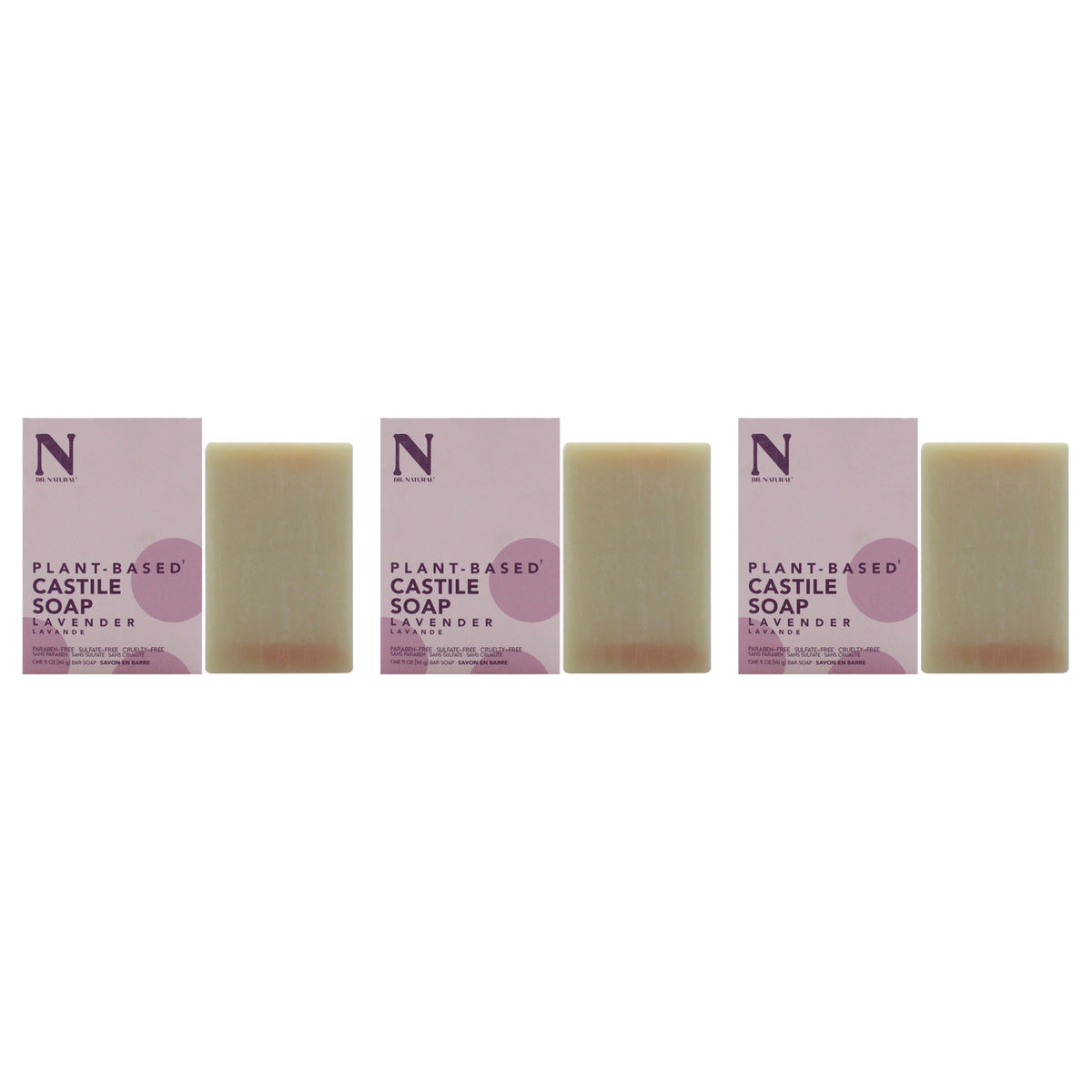 Castile Bar Soap - Lavender by Dr. Natural for Unisex - 5 oz Soap - Pack of 3