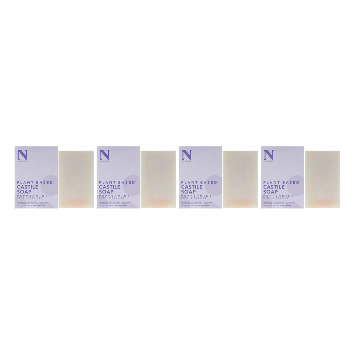 Castile Bar Soap - Peppermint by Dr. Natural for Unisex - 5 oz Soap - Pack of 4