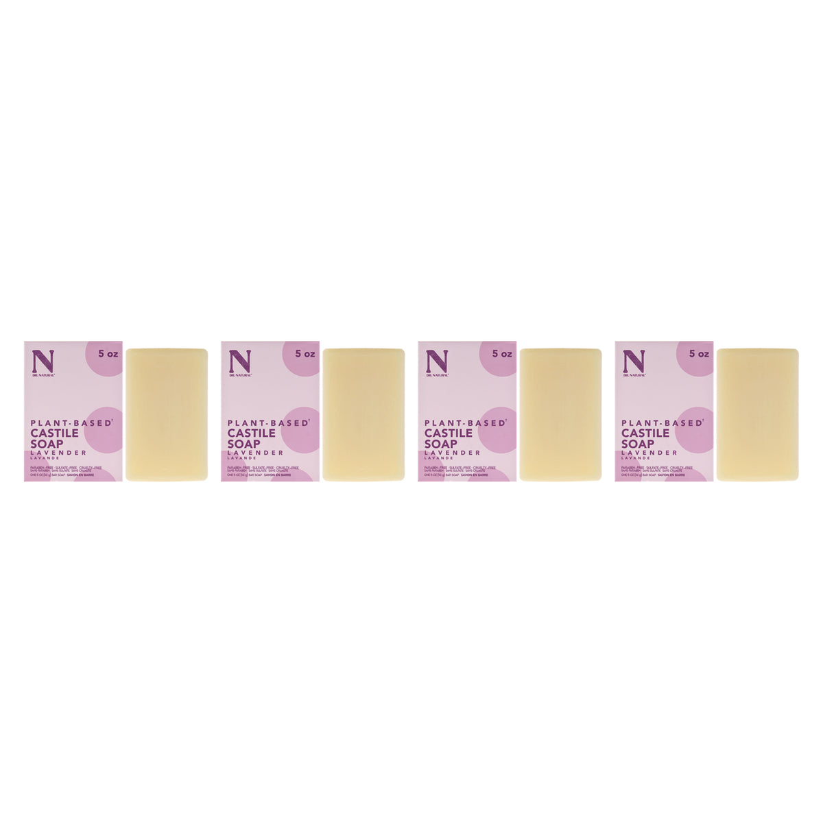 Castile Bar Soap - Lavender by Dr. Natural for Unisex - 5 oz Soap - Pack of 4