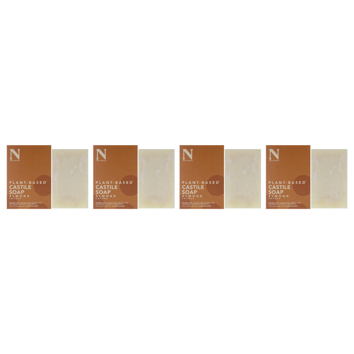 Castile Bar Soap - Almond by Dr. Natural for Unisex - 5 oz Soap - Pack of 4