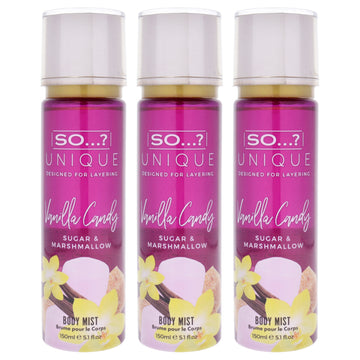 Unique Body Mist - Vanilla Candy by So…? for Women - 5.1 oz Body Mist - Pack of 3