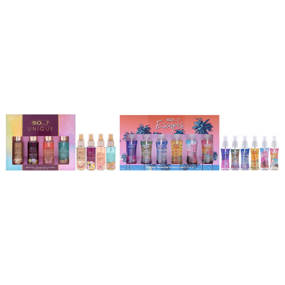 Body Mist Kit by So…? for Women - 10 Pc Kit 1.7oz Body Mist - Vanilla Candy, 1.7oz Body Mist - Sweet Pea, 1.7oz Body Mist - Truffle Cream, 1.7oz Body Mist - Cashmere, 1.7oz Body Mist - Ibiza Dreams, 1.7oz Body Mist - Mykonos Night