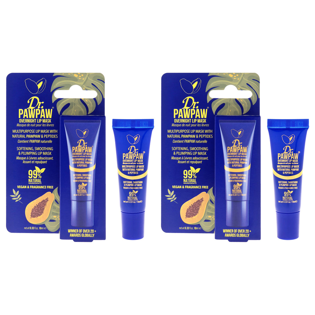 Overnight Lip Mask by Dr. PawPaw for Women - 0.33 oz Lip Mask - Pack of 2