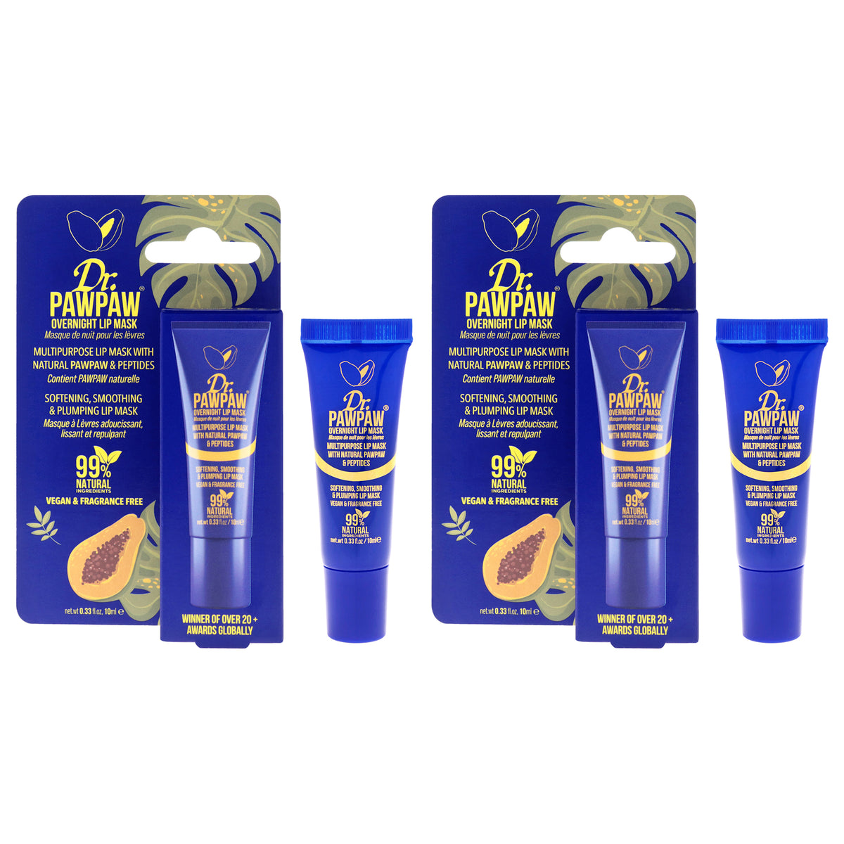 Overnight Lip Mask by Dr. PawPaw for Women - 0.33 oz Lip Mask - Pack of 2