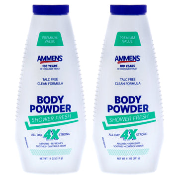 Body Powder - Shower Fresh by Ammens for Unisex - 11 oz Powder - Pack of 2