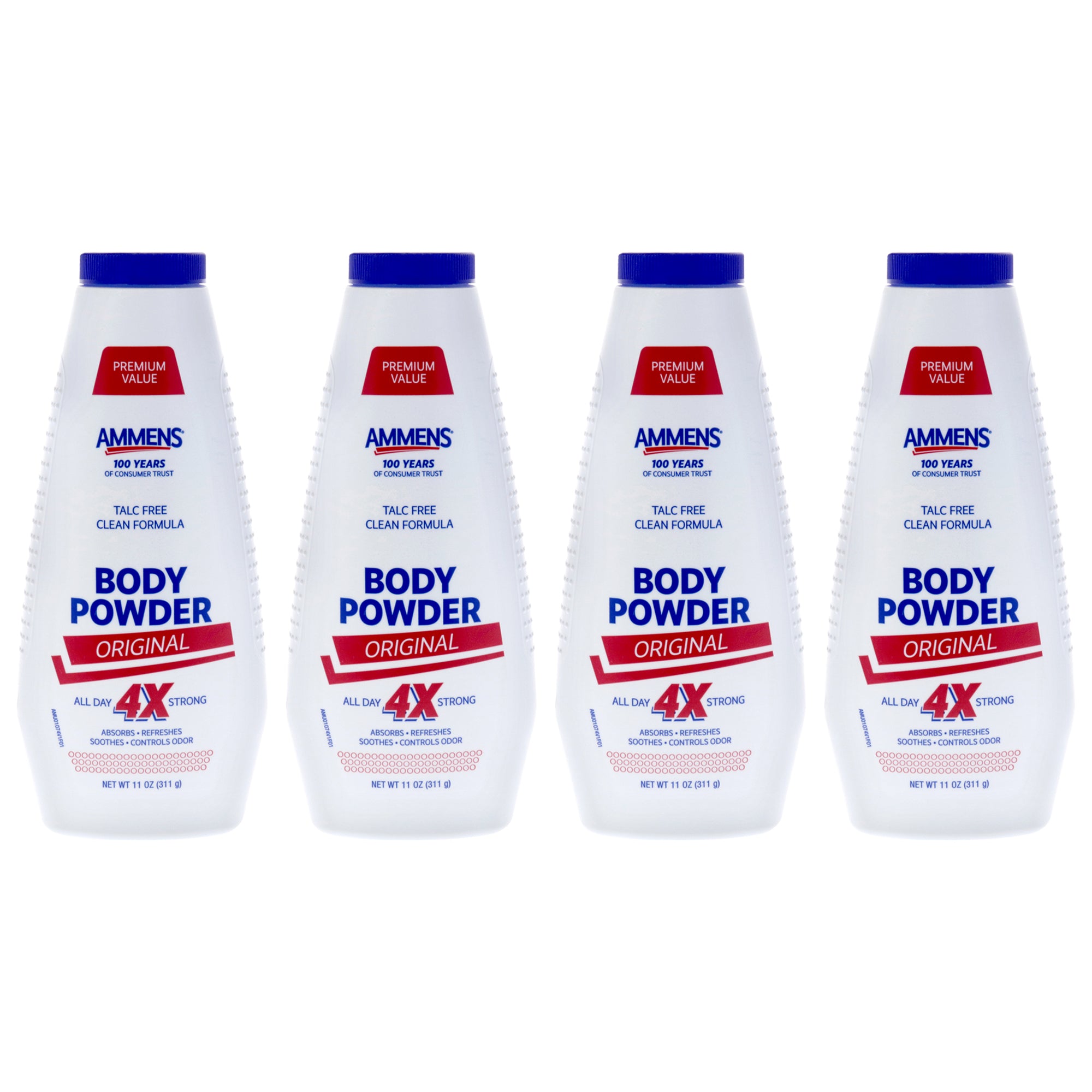 Body Powder - Original by Ammens for Unisex - 11 oz Powder - Pack of 4