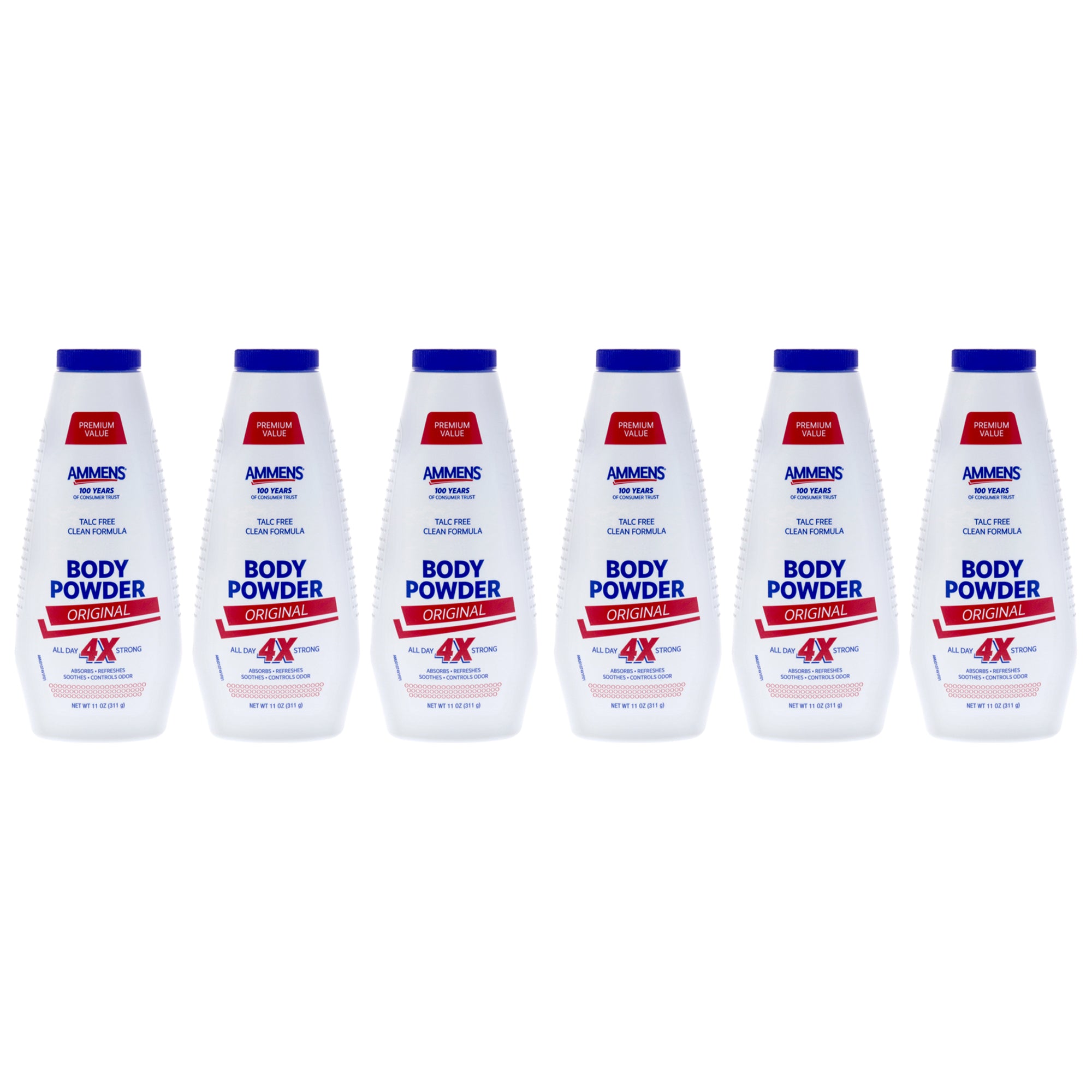 Body Powder - Original by Ammens for Unisex - 11 oz Powder - Pack of 6