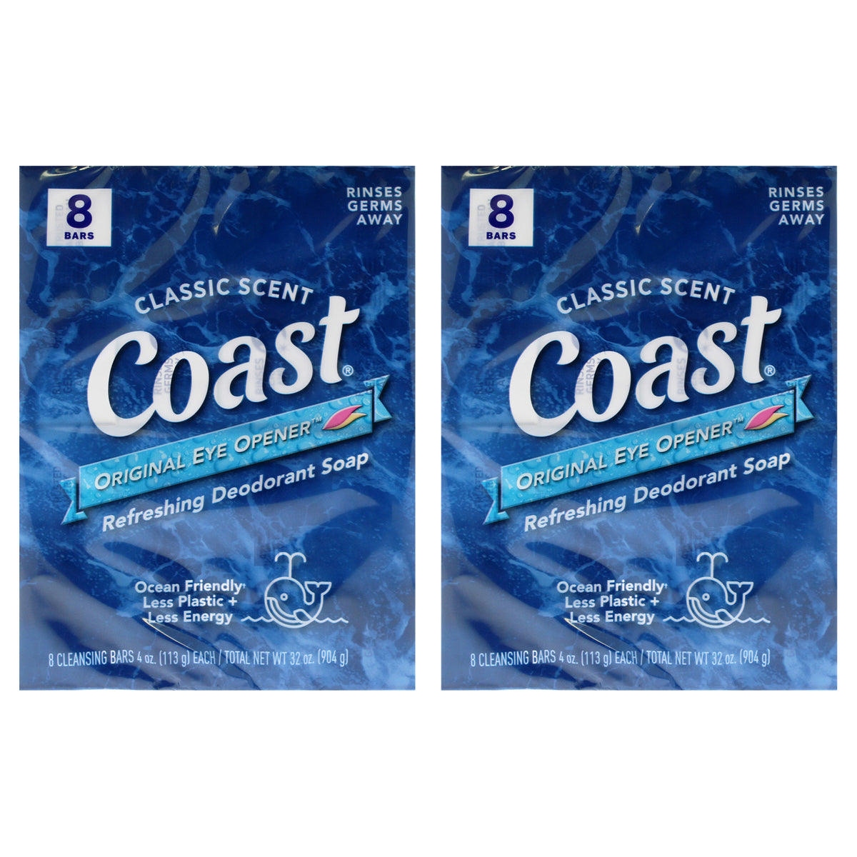 Refreshing Deodorant Soap - Classic Scent by Coast for Unisex - 8 x 4 oz Soap - Pack of 2