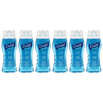 2-in-1 Hair and Body Wash - Classic Scent by Coast for Unisex - 18 oz Body Wash - Pack of 6