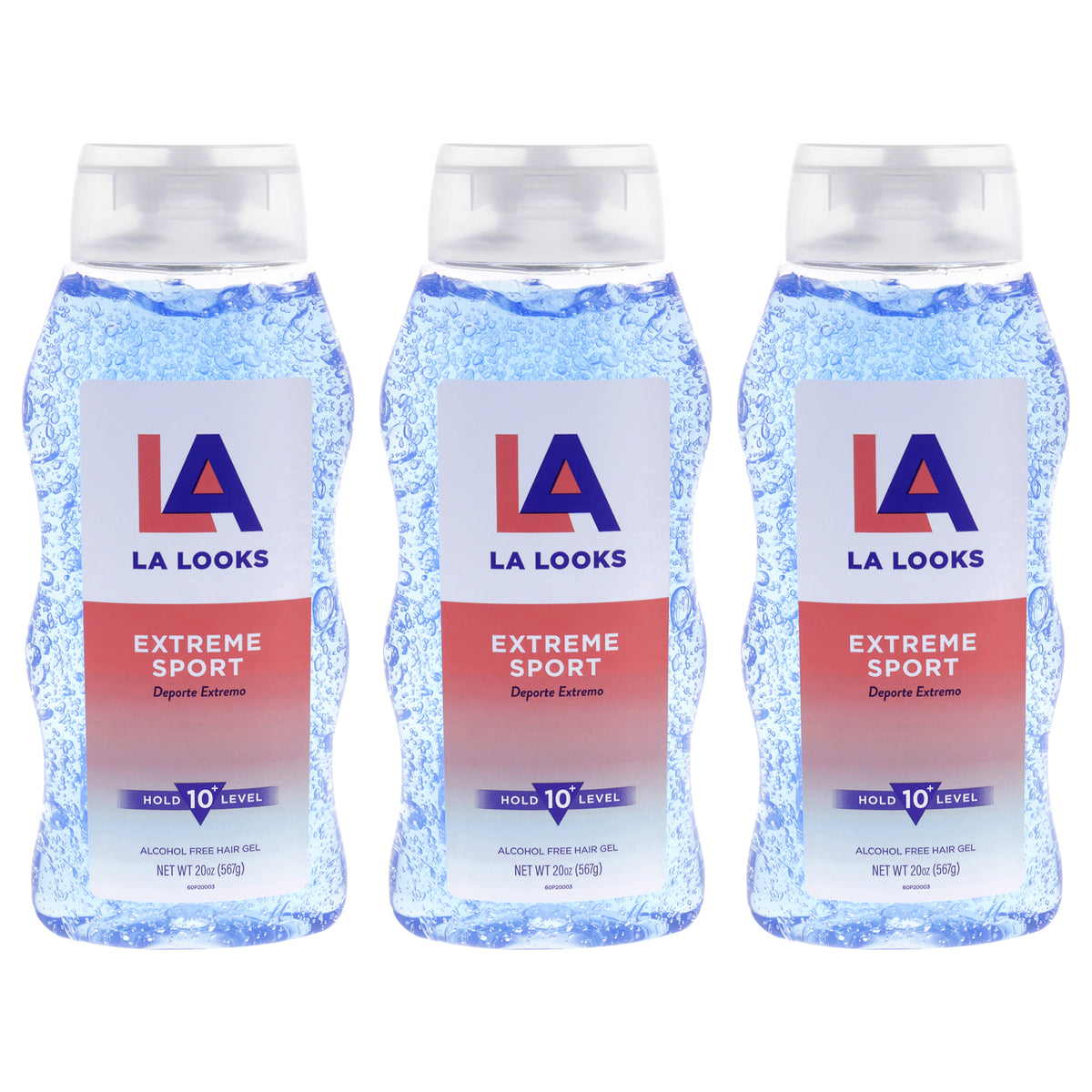 Extreme Sport Hold 10 Plus Level Hair Gel by L.A. Looks for Unisex - 20 oz Gel - Pack of 3