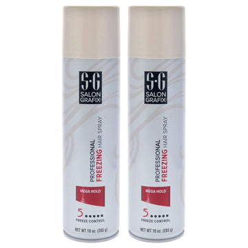 Freezing Hair Spray - Mega Hold by Salon Grafix for Unisex - 10 oz Hair Spray - Pack of 2