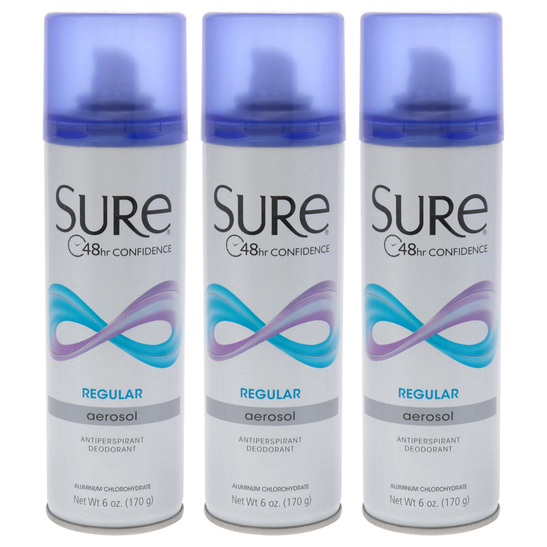 Aerosol Anti-Perspirant and Deodorant - Regular by Sure for Unisex - 6 oz Deodorant Spray - Pack of 3